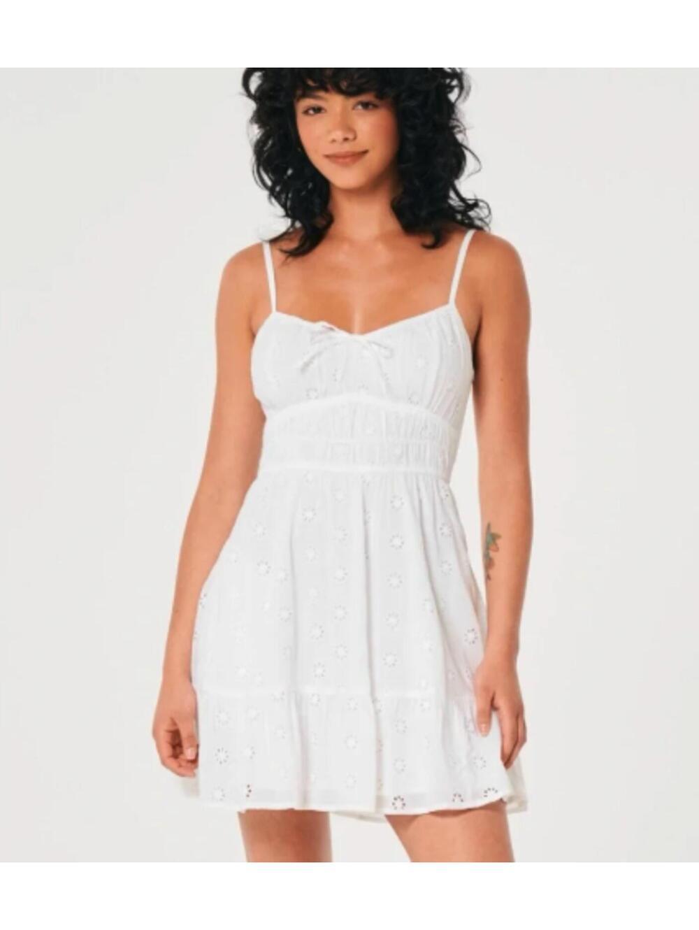 Hollister White Eyelet Mini Dress - Women's Medium NWOT